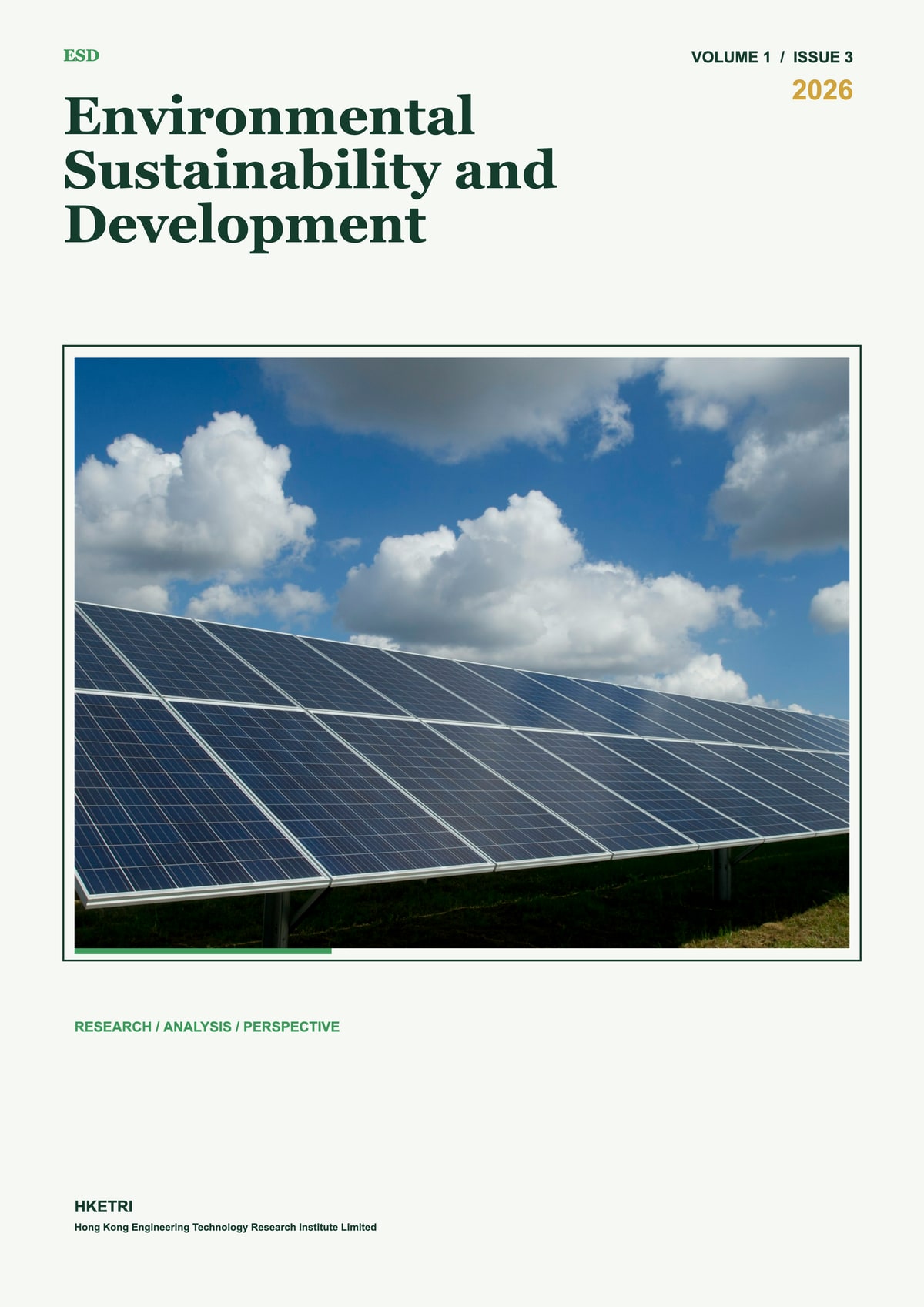 Environmental Sustainability and Development, Volume 1, Issue 3, 2026 cover